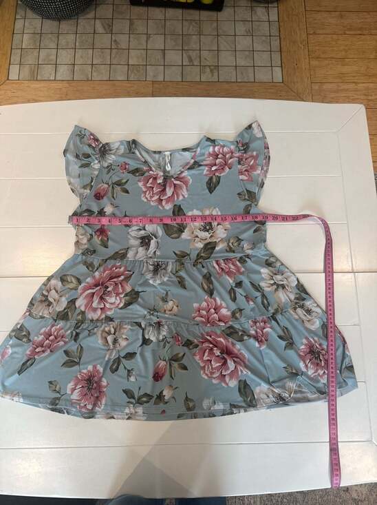 Now N Forever Blue Floral Tiered Babydoll Top - Picture 3 of 4